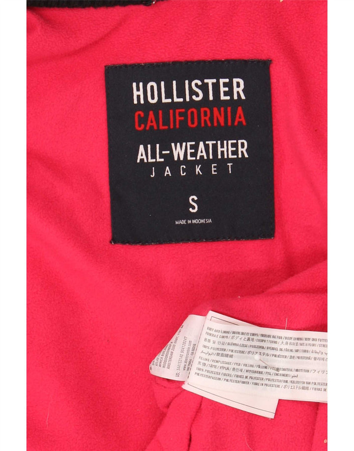 Jaqueta corta-vento feminina Hollister com capuz UK 10 poliéster azul marinho pequeno