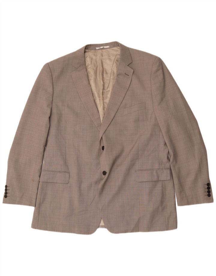 Jaqueta blazer masculina de 2 botões Marks & Spencer Reino Unido 48 2XL lã cinza