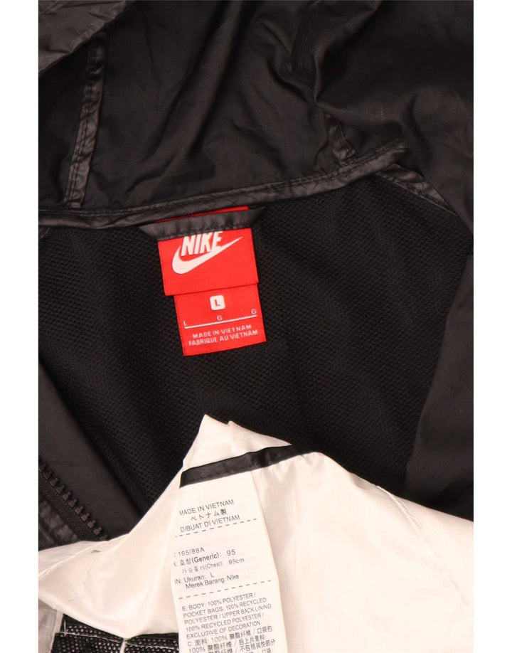 Jaqueta de chuva feminina Nike com capuz Reino Unido 16 grande preto colorblock poliéster