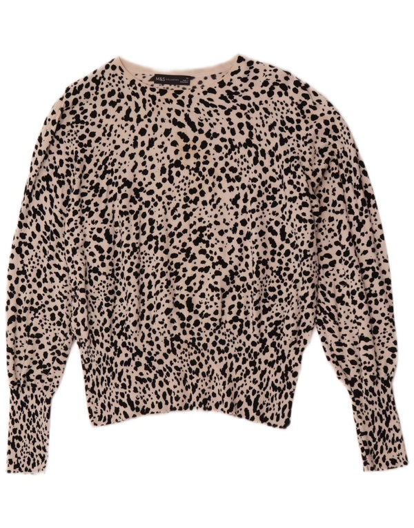 Suéter feminino Marks & Spencer com gola canoa Reino Unido 14 médio bege