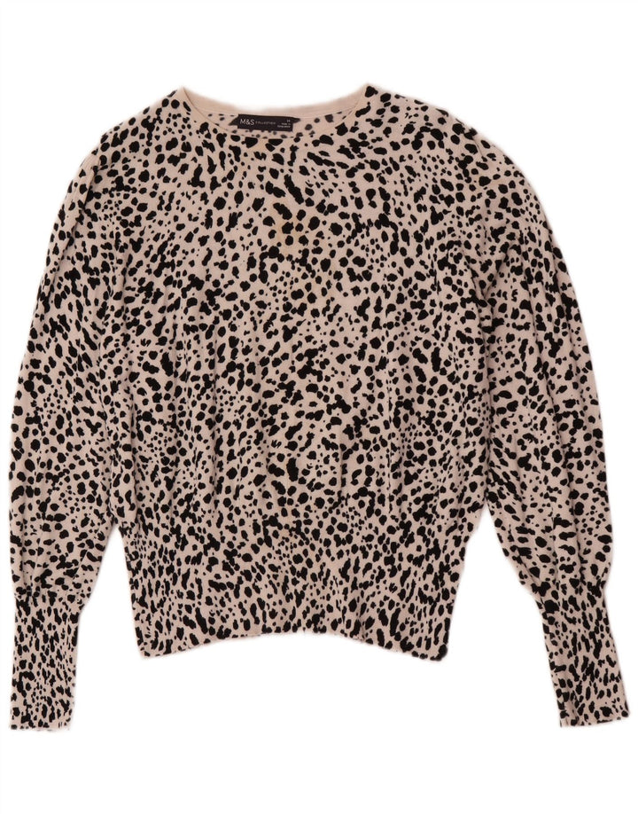 Suéter feminino Marks & Spencer com gola canoa Reino Unido 14 médio bege