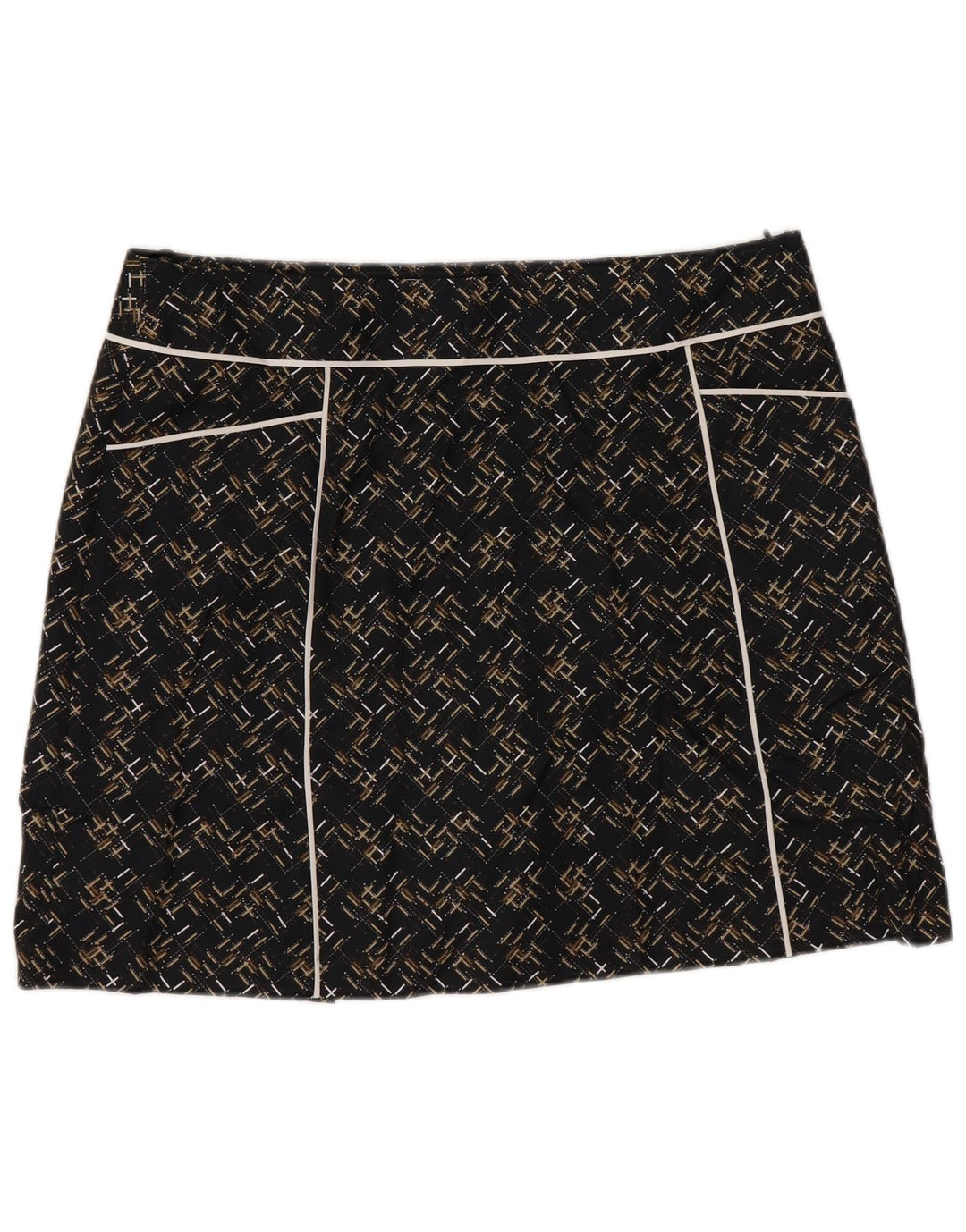 Minissaia feminina IZOD US 6 médio W32 poliéster geométrico preto
