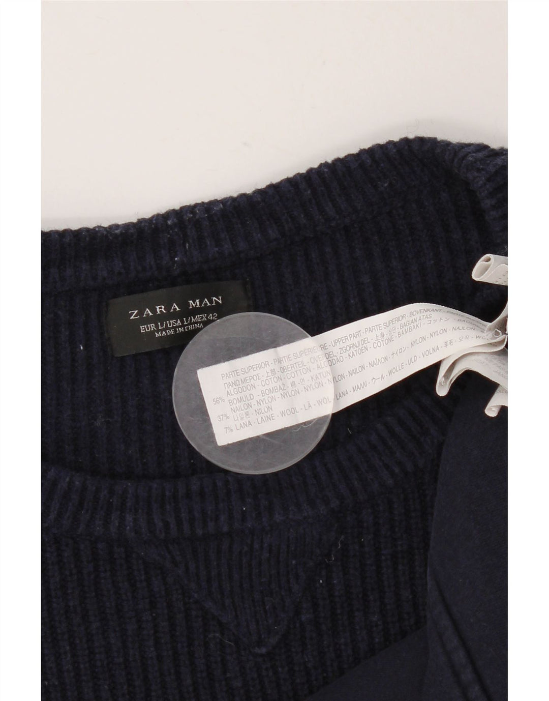 Zara moletom masculino jumper grande algodão azul marinho