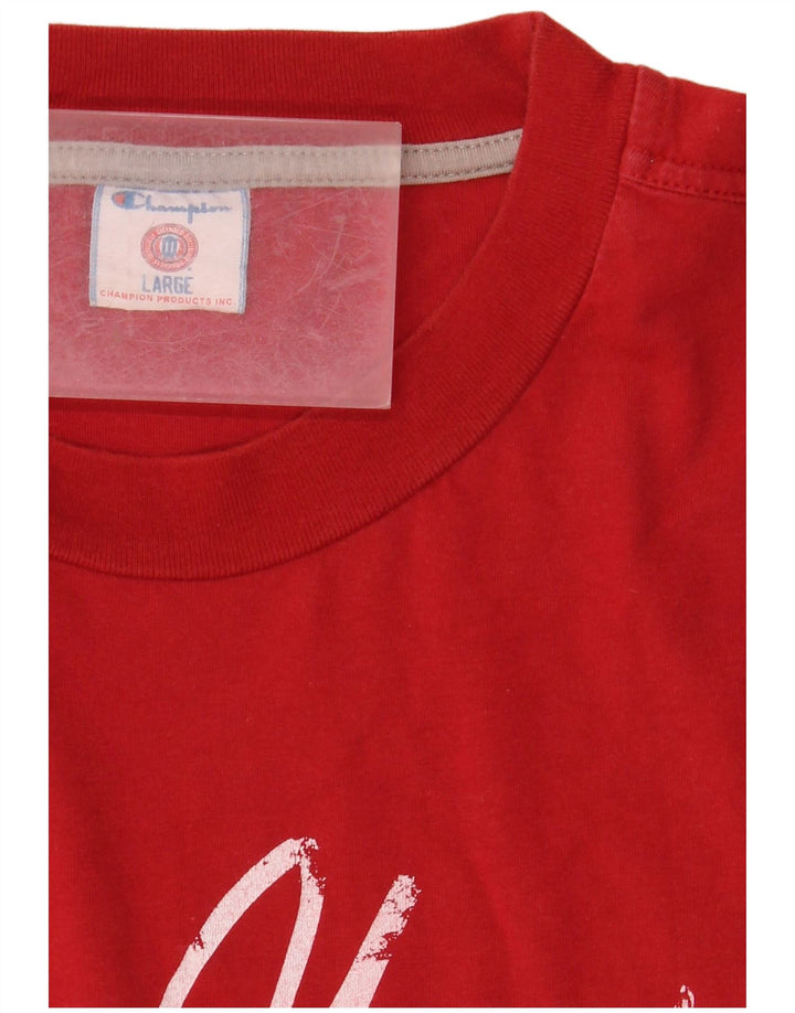Camiseta masculina CHAMPION com estampa da Universidade de Nova York, grande vermelha