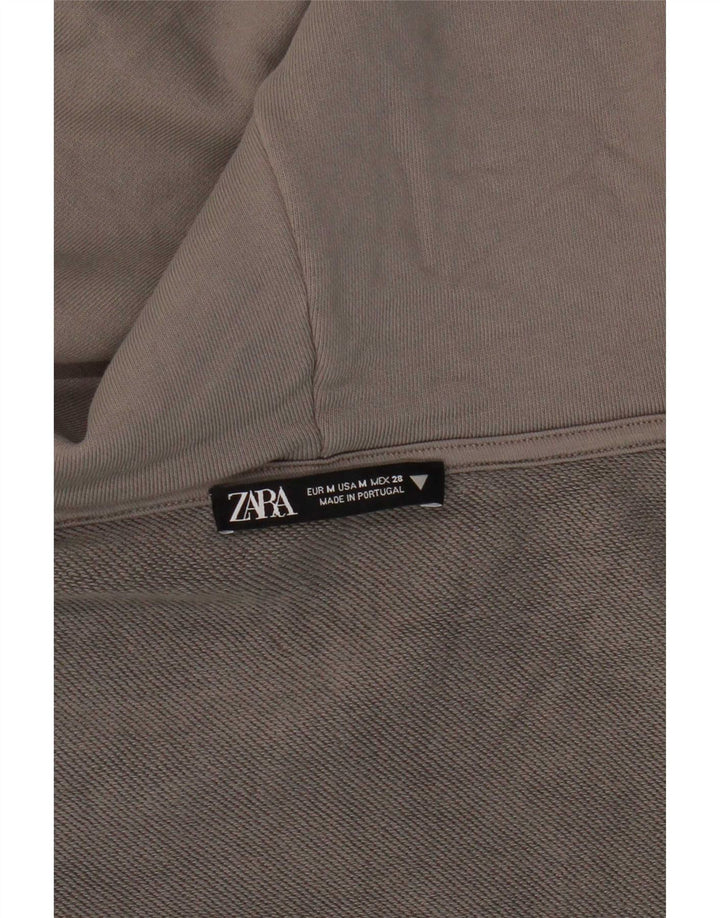 Zara Womens Hooded Arm Crop Top Reino Unido 12 Médio Cinza