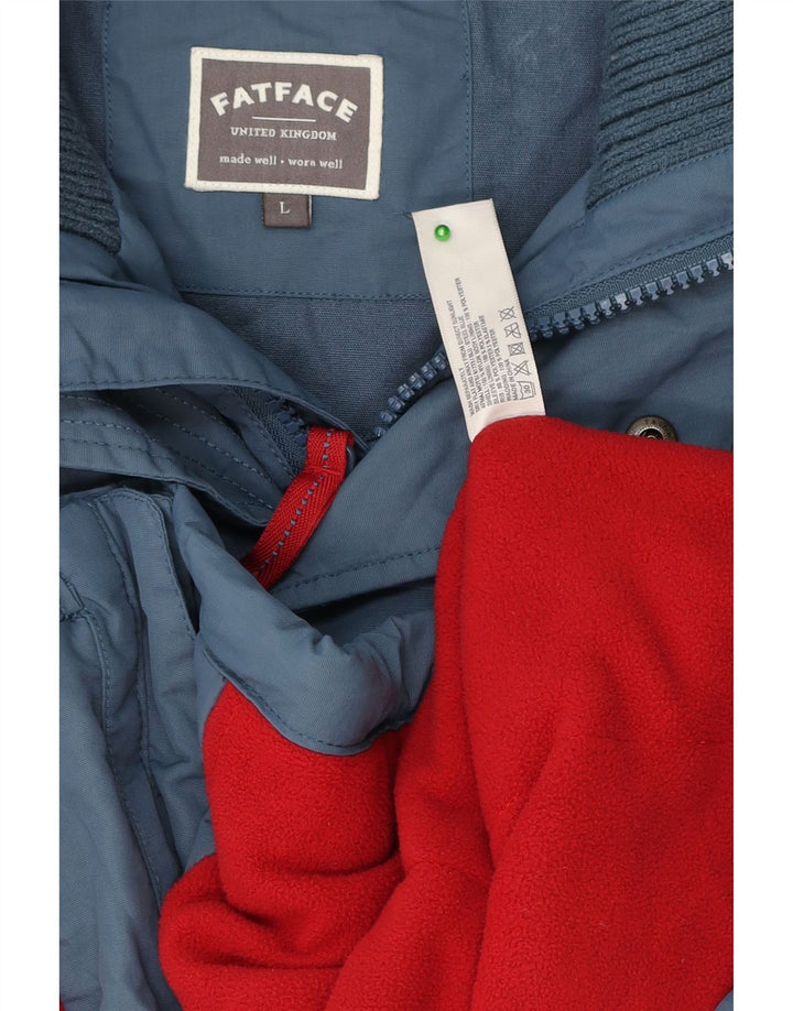 Jaqueta corta-vento masculina com capuz FAT FACE UK 40 grande nylon azul