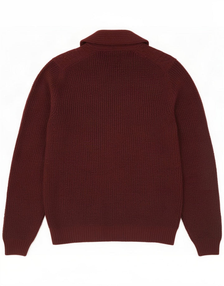 Suéter cardigã masculino Marks & Spencer grande poliéster cor de vinho