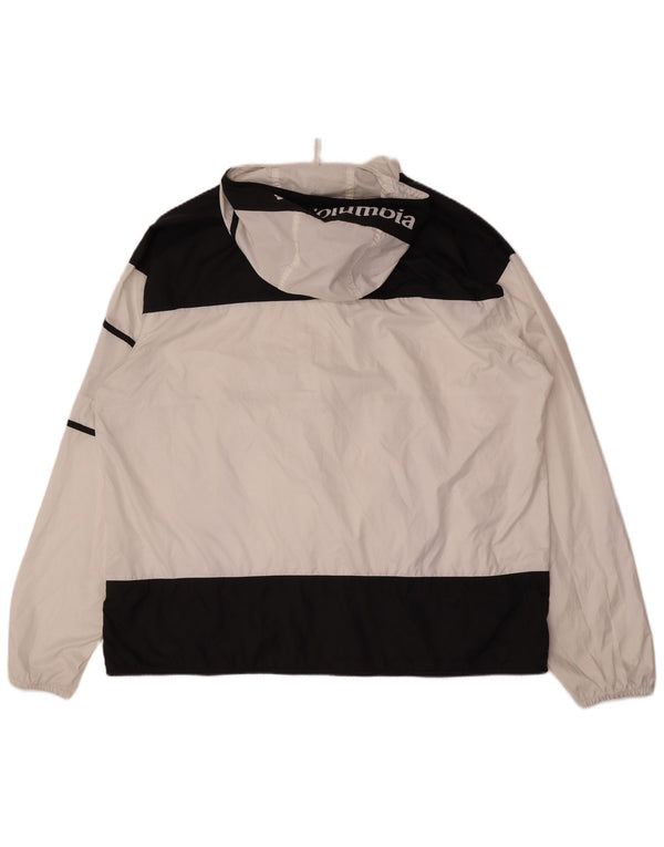 Jaqueta de chuva masculina com capuz gráfico COLUMBIA UK 44 2XL branco colorblock