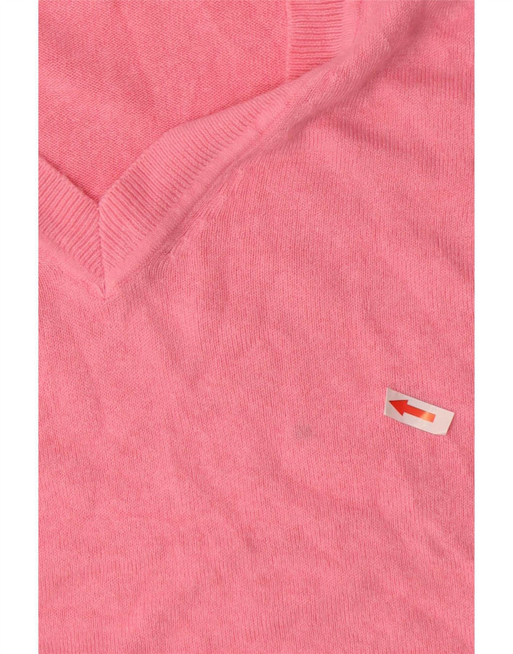 Suéter feminino Marks & Spencer com decote em V Reino Unido 14 acrílico rosa médio