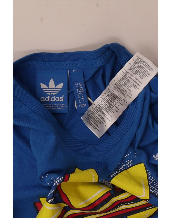 Adidas Mens Graphic T-Shirt Top Médio Algodão Azul