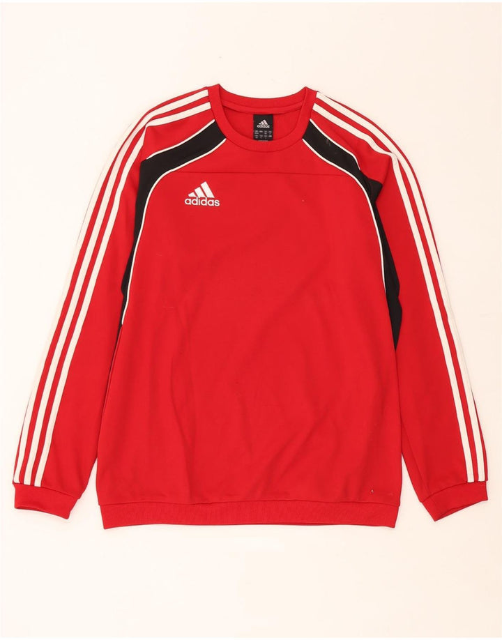 Adidas Mens Moletom Jumper UK 38/40 Médio Vermelho Colorblock Poliéster