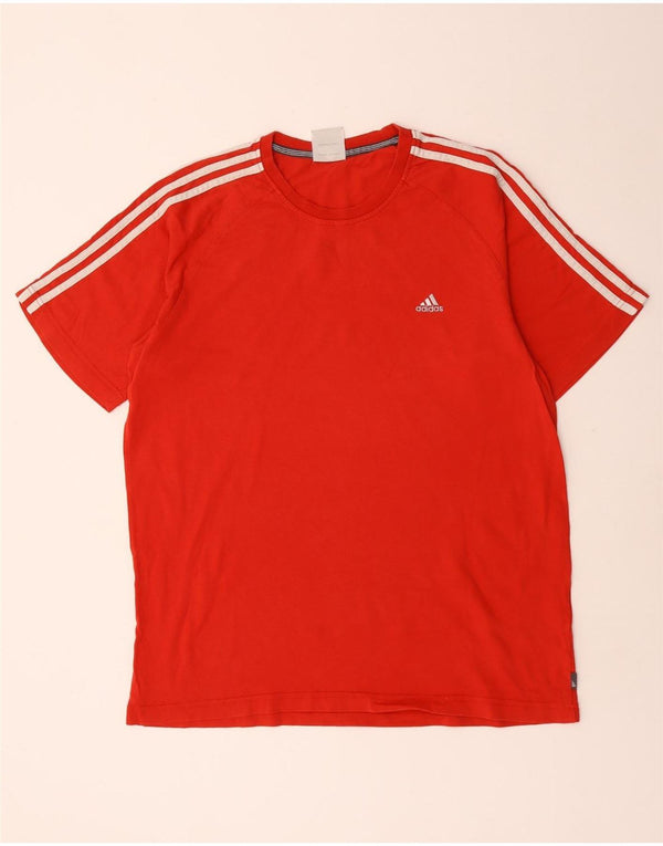 Adidas Mens Camiseta Top Grande Algodão Vermelho