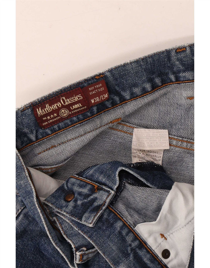 Marlboro Classics Mens Straight Jeans W38 L31 Azul Algodão