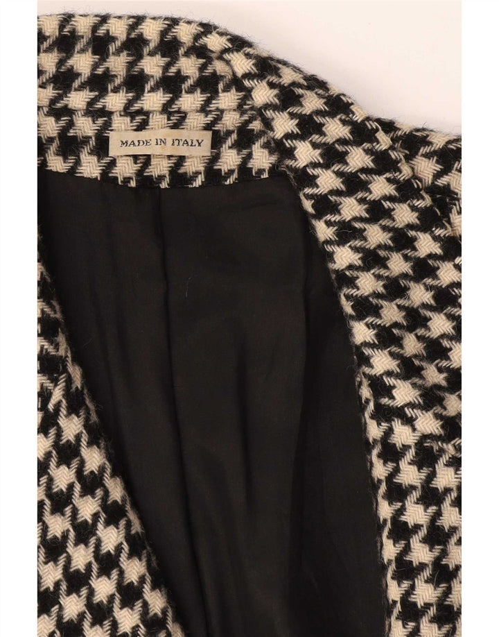 Jaqueta blazer feminina vintage com 1 botão Reino Unido 14 médio preto houndstooth