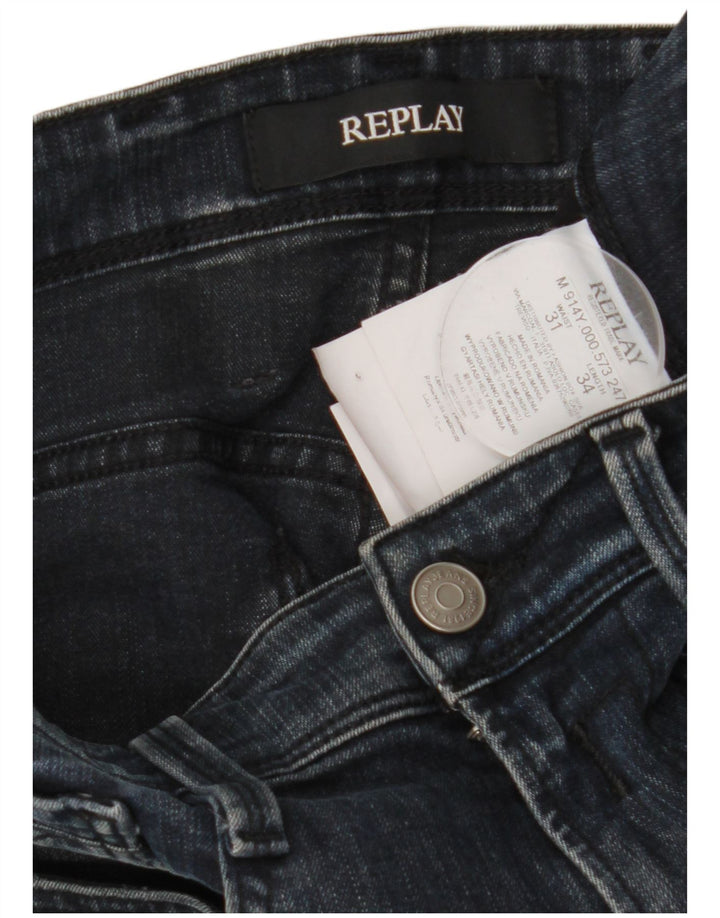 REPLAY Jeans Slim Feminino W31 L34 Azul Marinho Algodão