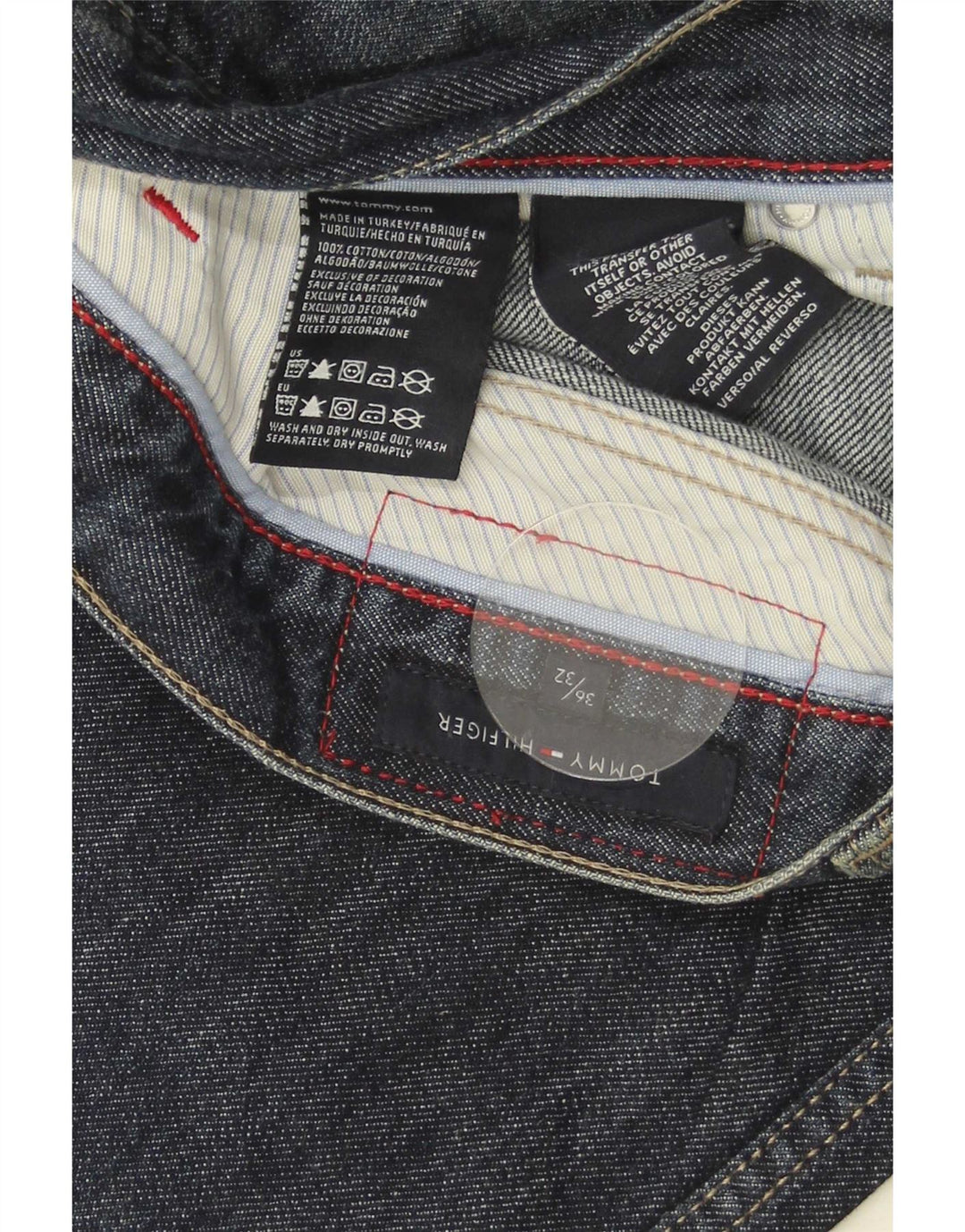 Jeans retos masculinos Tommy Hilfiger W36 L32 algodão azul