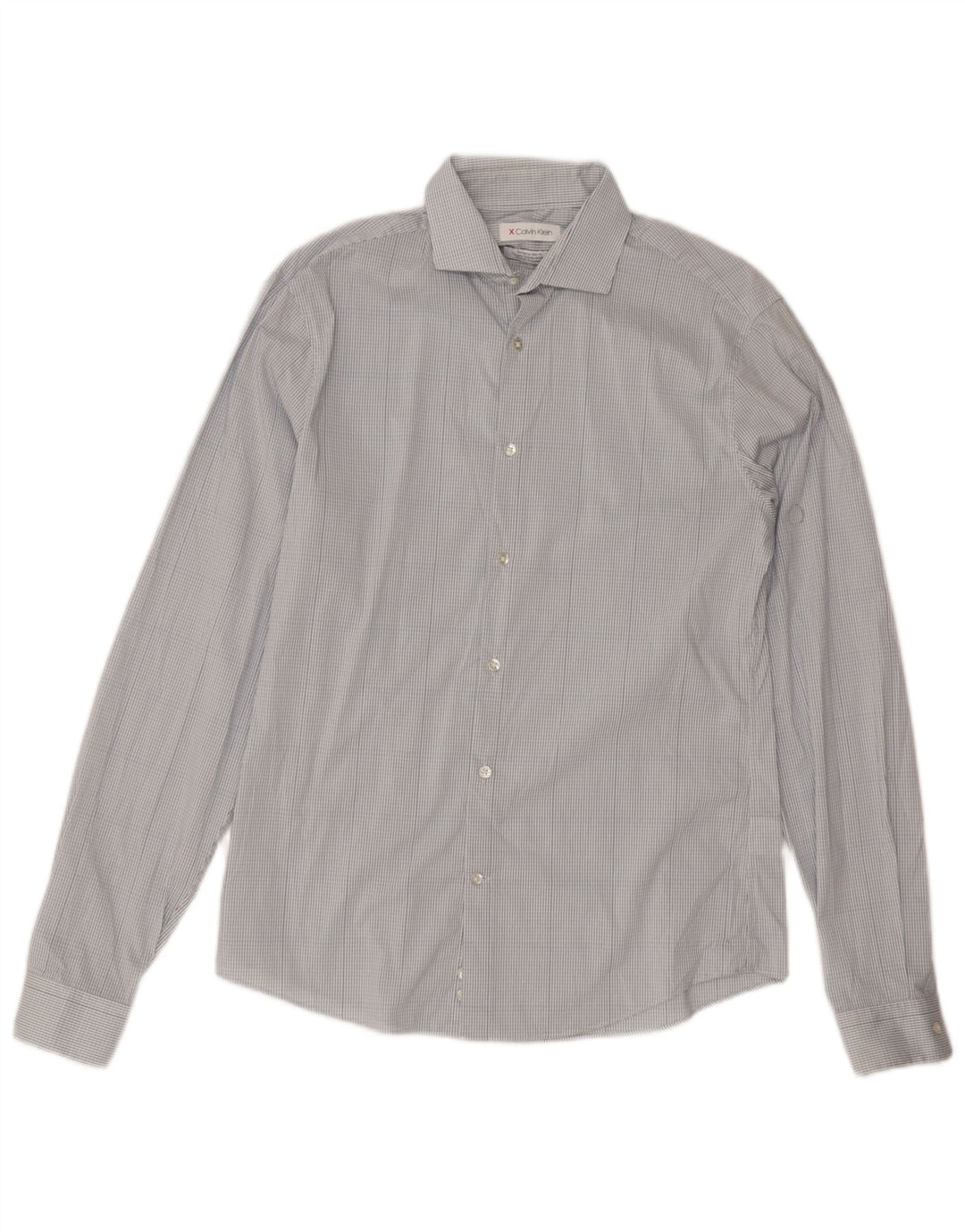 Camisa masculina Calvin Klein extra slim fit tamanho 15 xadrez azul médio