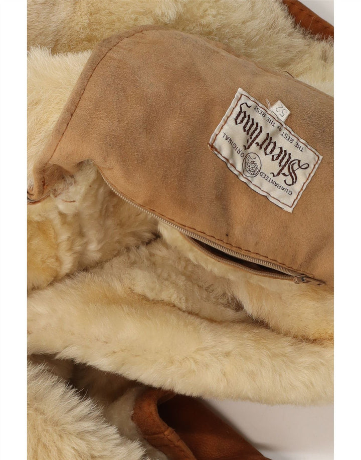 Jaqueta masculina vintage de shearling IT 52 XL marrom shearling