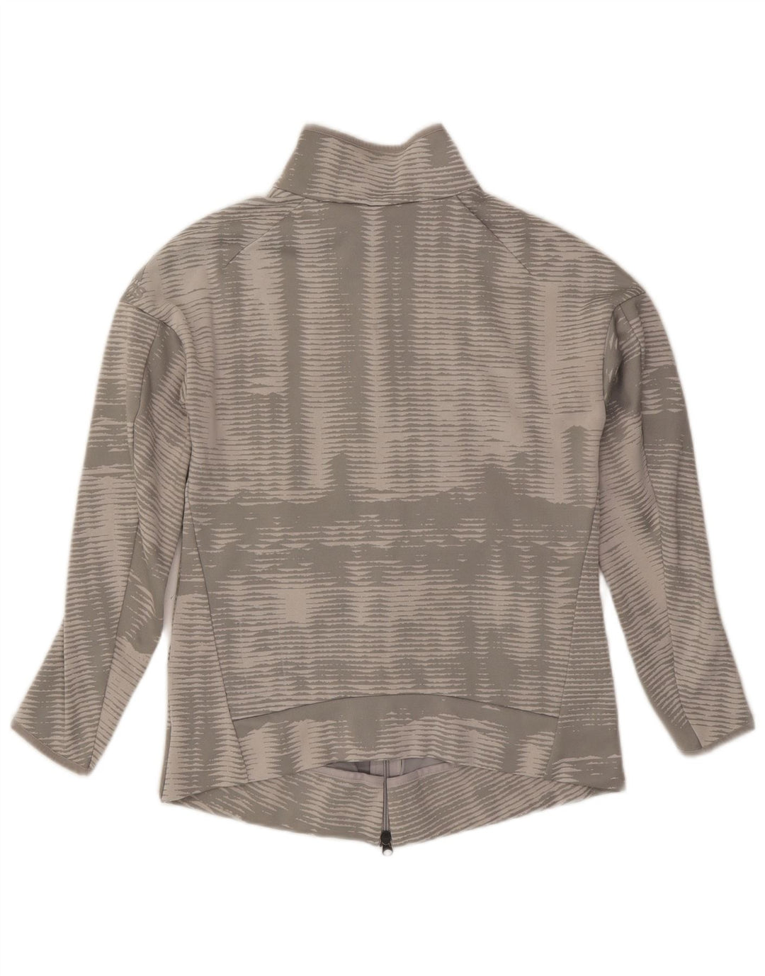 ADIDAS Womens Tracksuit Top Jacket UK 12/14 Médio Cinza Listrado Poliéster