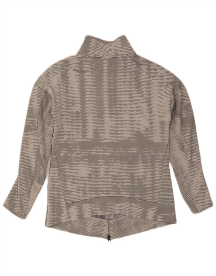 ADIDAS Womens Tracksuit Top Jacket UK 12/14 Médio Cinza Listrado Poliéster