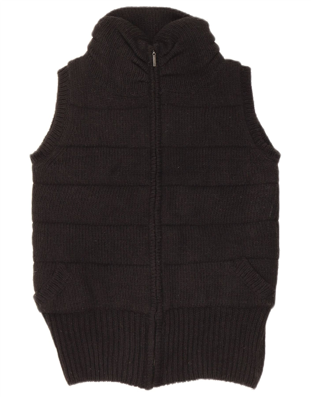 Zara Womens Knit Gilet UK 14 Médio Preto Acrílico