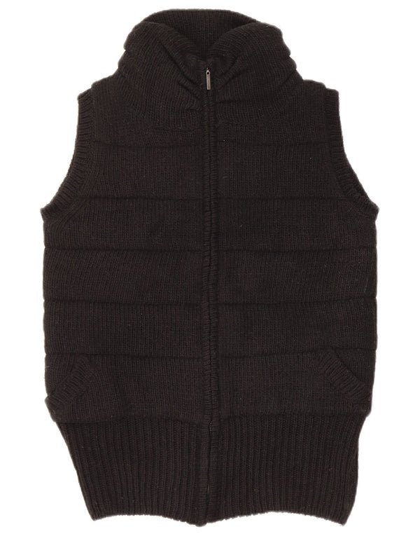 Zara Womens Knit Gilet UK 14 Médio Preto Acrílico