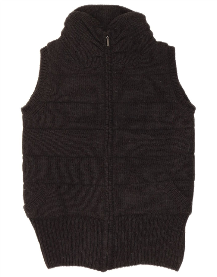 Zara Womens Knit Gilet UK 14 Médio Preto Acrílico
