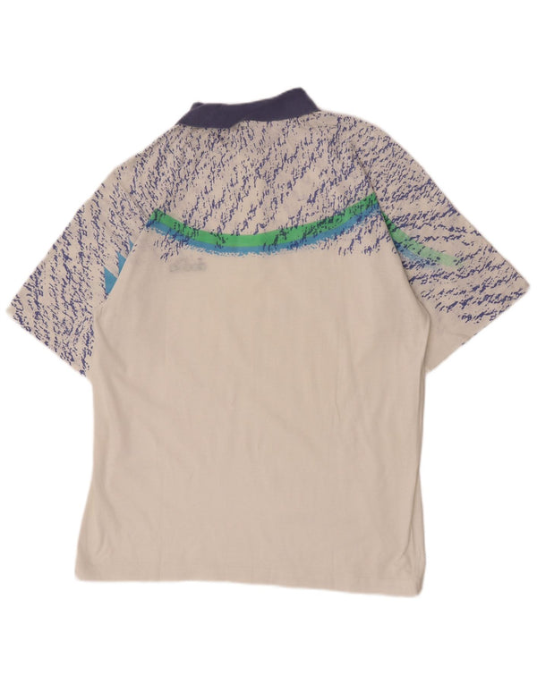 Camisa polo masculina Diadora de manga curta com padrão abstrato IT 52 grande branca