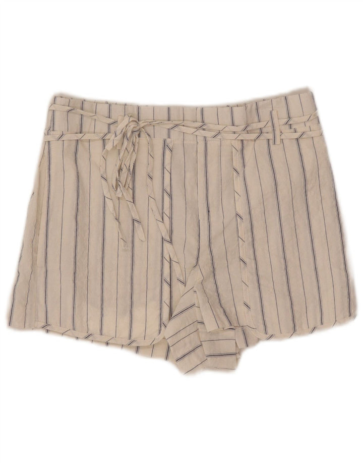 Calça feminina cintura alta Zara pequena W26 listrada branca