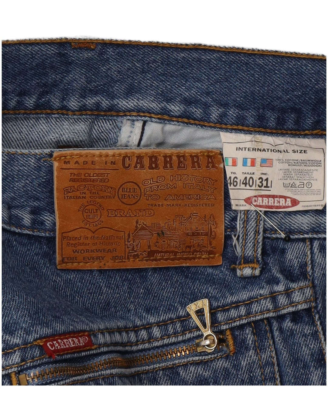 Carrera Mens Straight Jeans W31 L30 Azul Algodão