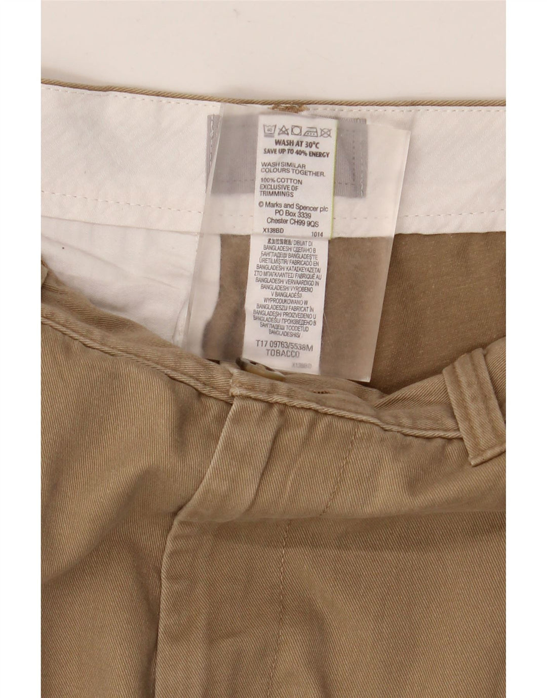 Shorts chino masculino MARKS & SPENCER W32 algodão marrom médio