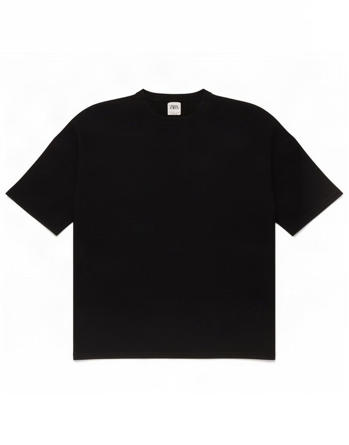 Camiseta masculina Zara Top grande de algodão preto
