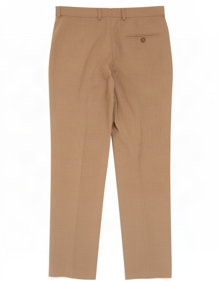 Calça masculina de ajuste regular Marks & Spencer W32 L31 poliéster bege