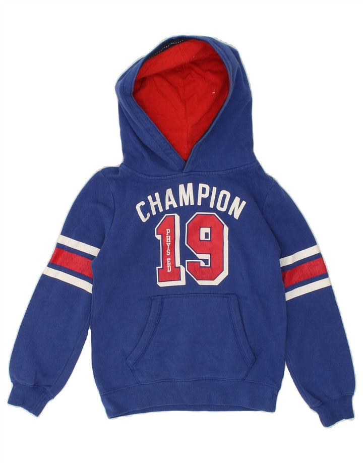 CHAMPION Boys Graphic Hoodie Jumper 7-8 Years Blue Cotton Vintage Champion and Second-Hand Champion from Messina Hembry 