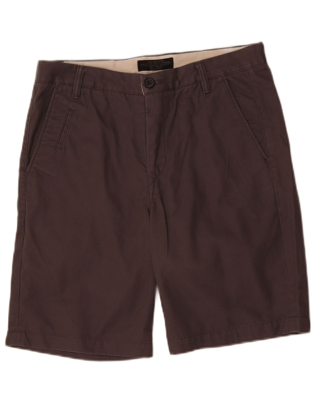 All Saints Mens Chino Shorts W30 Algodão Marrom Médio