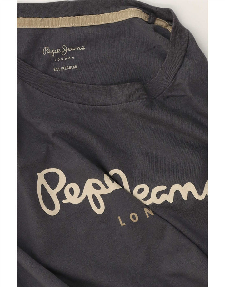 PEPE Jeans Camiseta masculina regular gráfica top 2XL cinza