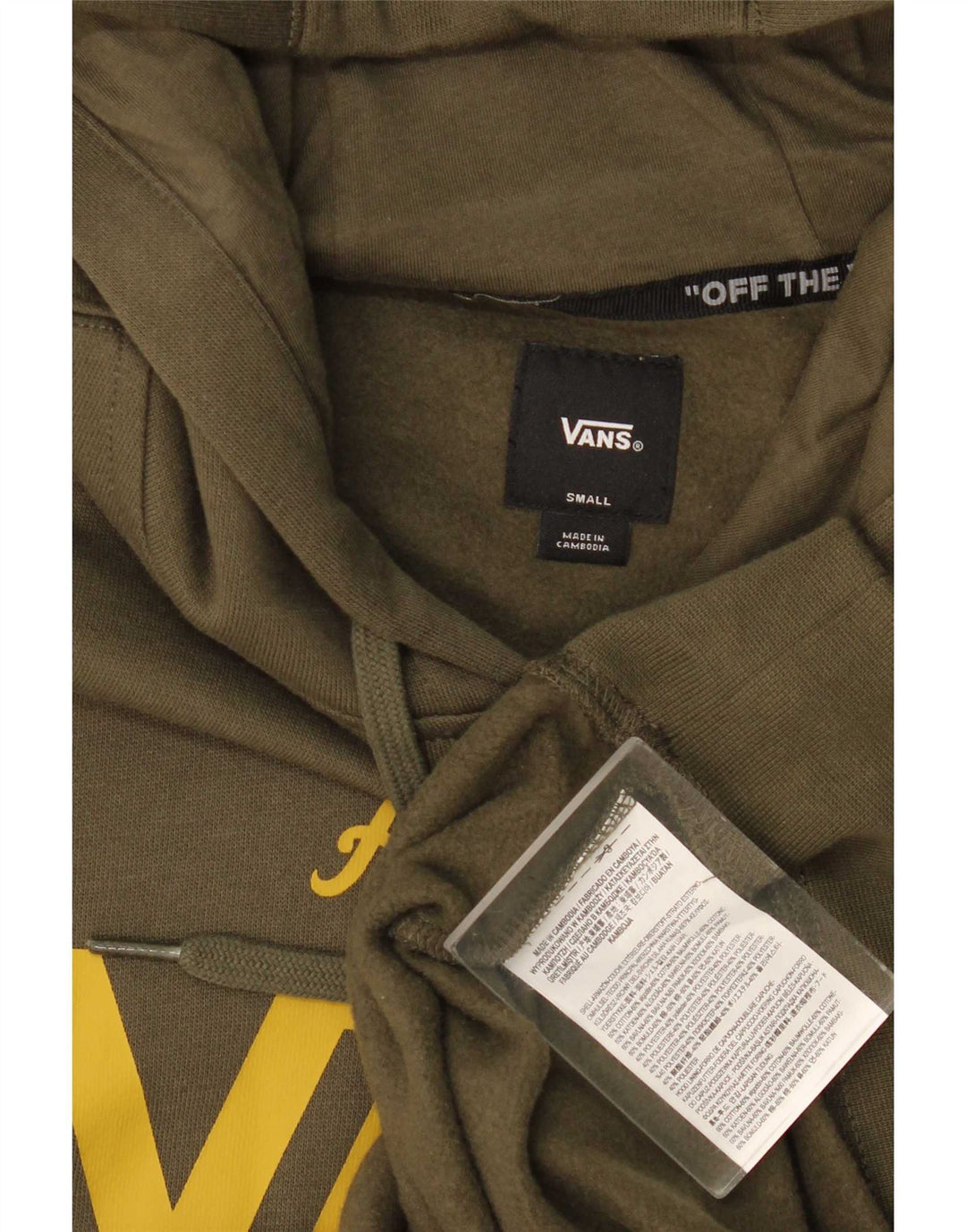 Vans masculino gráfico moletom com capuz pequeno algodão cáqui