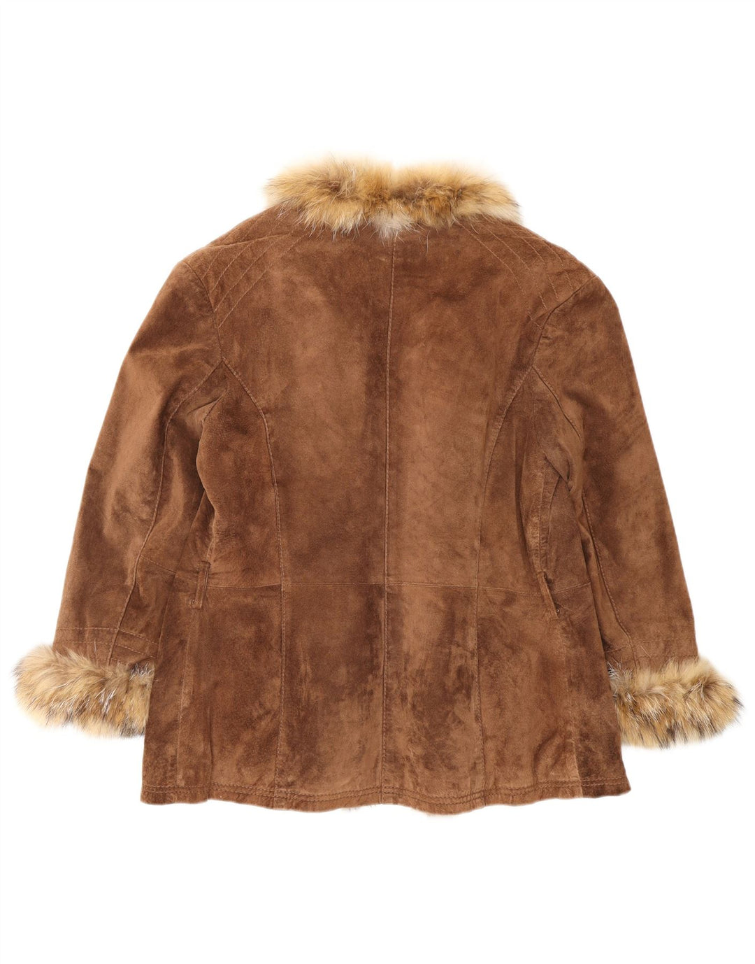 Jaqueta feminina VINTAGE de camurça aberta IT 46 grande couro marrom