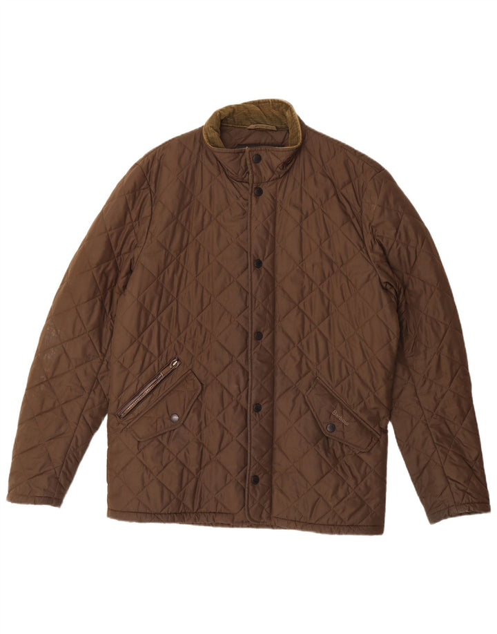 Jaqueta acolchoada masculina Barbour UK 36 poliéster marrom pequeno