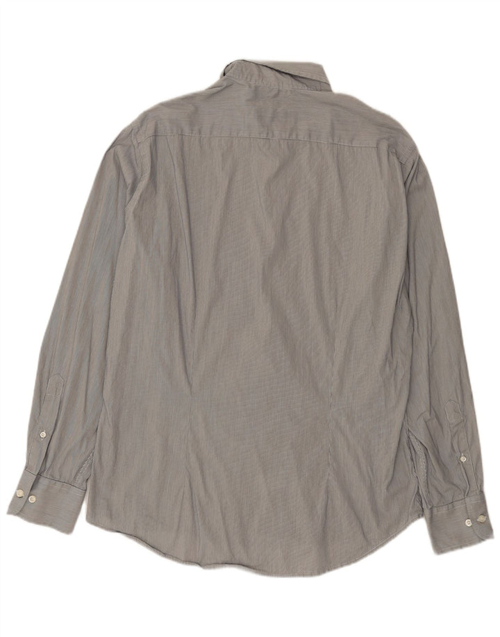 FRED PERRY Camisa masculina slim fit XL cinza risca de giz algodão