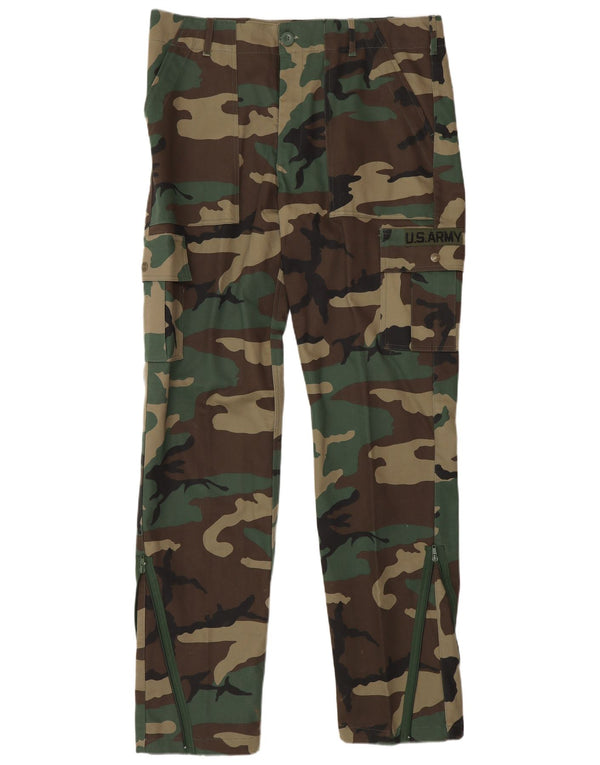 Calça cargo gráfica masculina vintage IT 52 XL W36 L33 camuflagem marrom