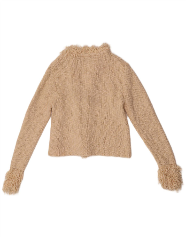 Suéter cardigã aberto feminino Zara pequeno algodão branco