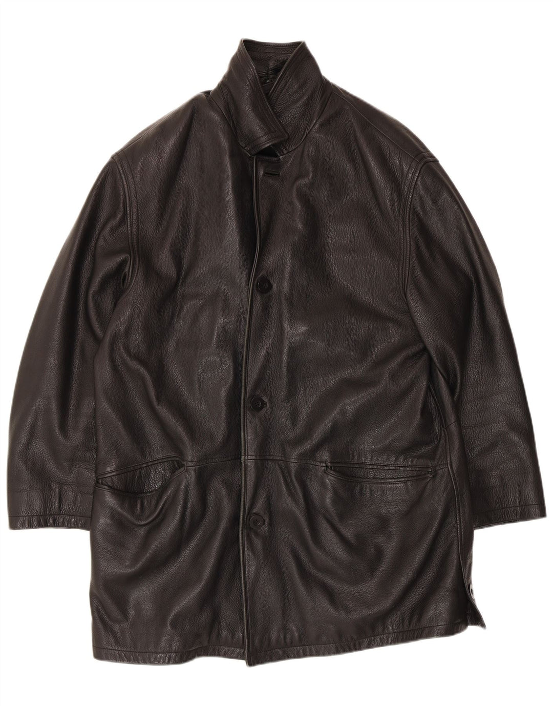 Jaqueta de couro vintage masculina regular fit UK 40 grande preta