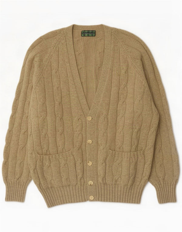 Suéter cardigã masculino vintage XL Bege