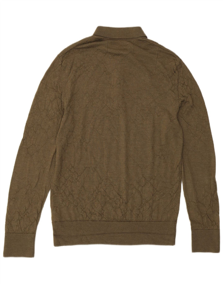 Suéter masculino All Saints com gola polo XL cáqui