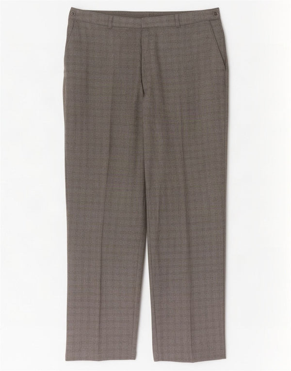Calça casual feminina Marks & Spencer UK 16 grande W36 L28 cinza xadrez