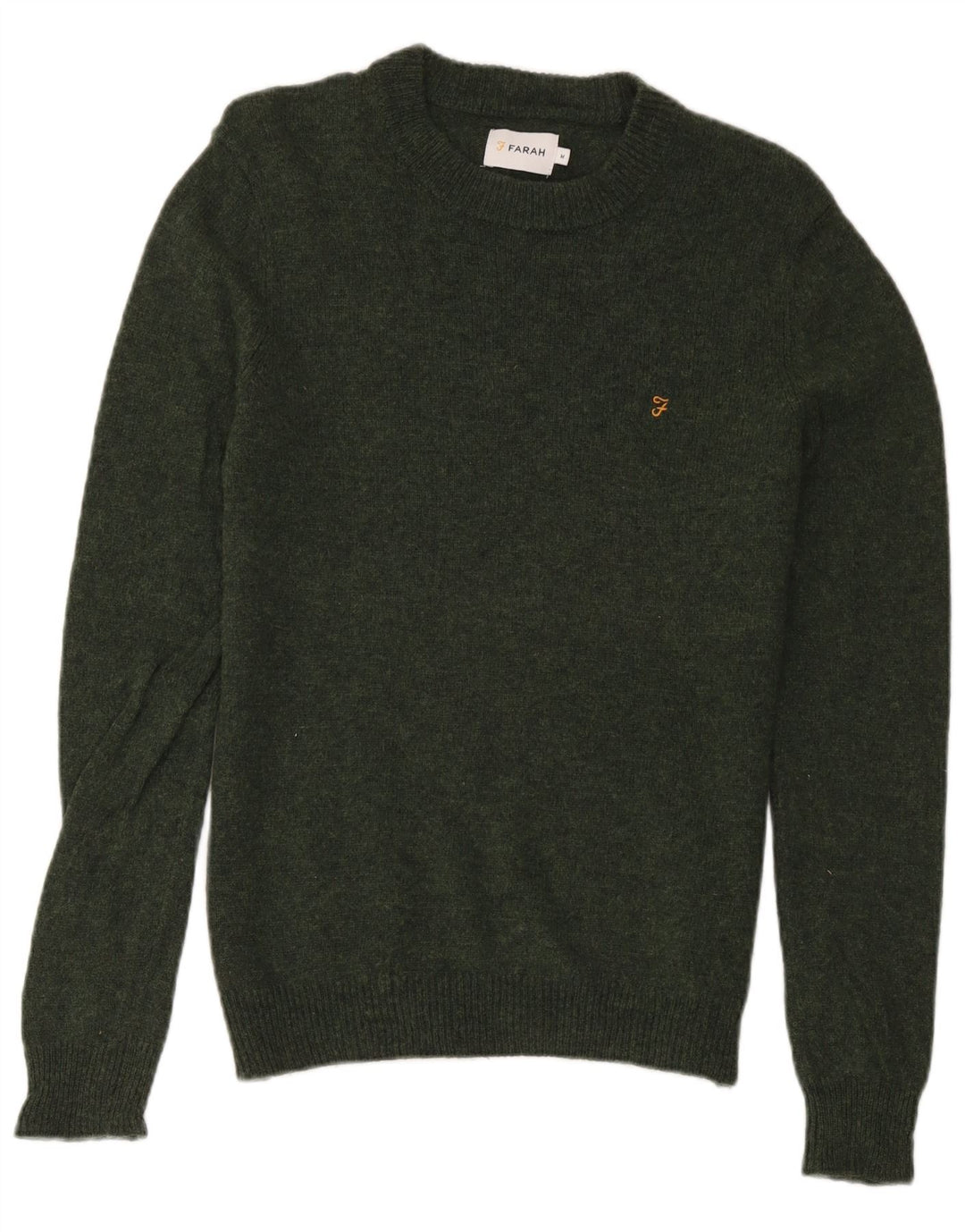 Suéter masculino Farah com gola redonda, lã de cordeiro verde médio