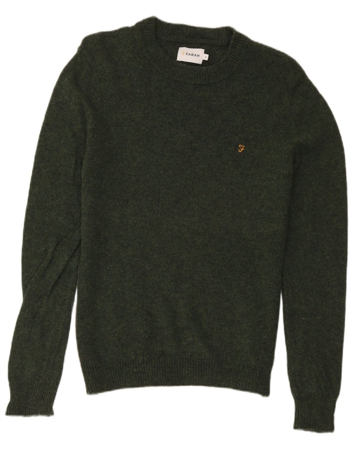 Suéter masculino Farah com gola redonda, lã de cordeiro verde médio