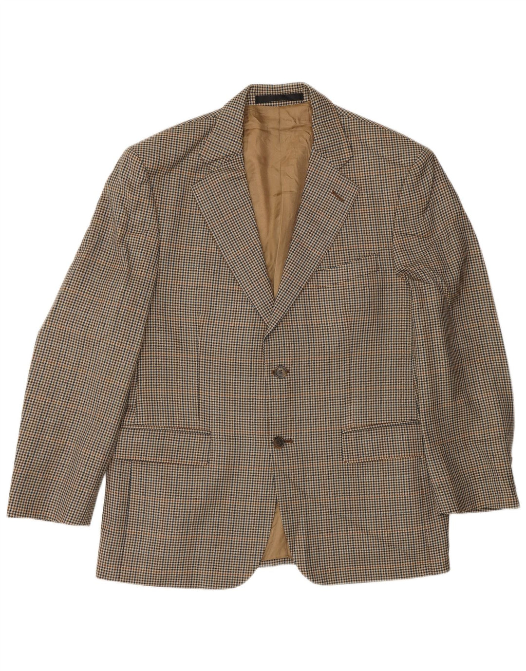 Jaqueta blazer masculina de 2 botões Marks & Spencer Reino Unido 40 lã xadrez bege médio