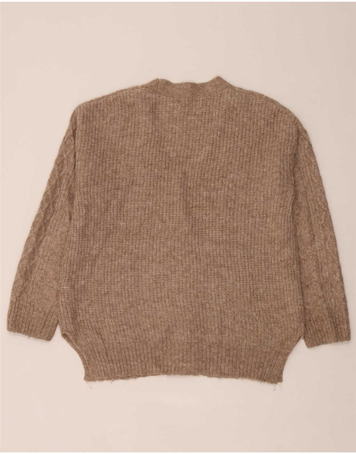 Suéter cardigã feminino Marks & Spencer Reino Unido 14 médio bege manchado
